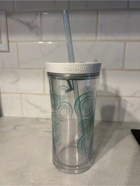 Vintage Contigo Clear Double Walled Travel Tumbler 16oz